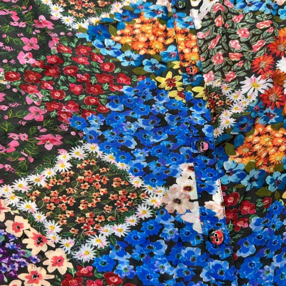 Johnny Was XS Floral Patchwork Blouse Button Down‎ Bohemian Tunic Top Western - Picture 3 of 13